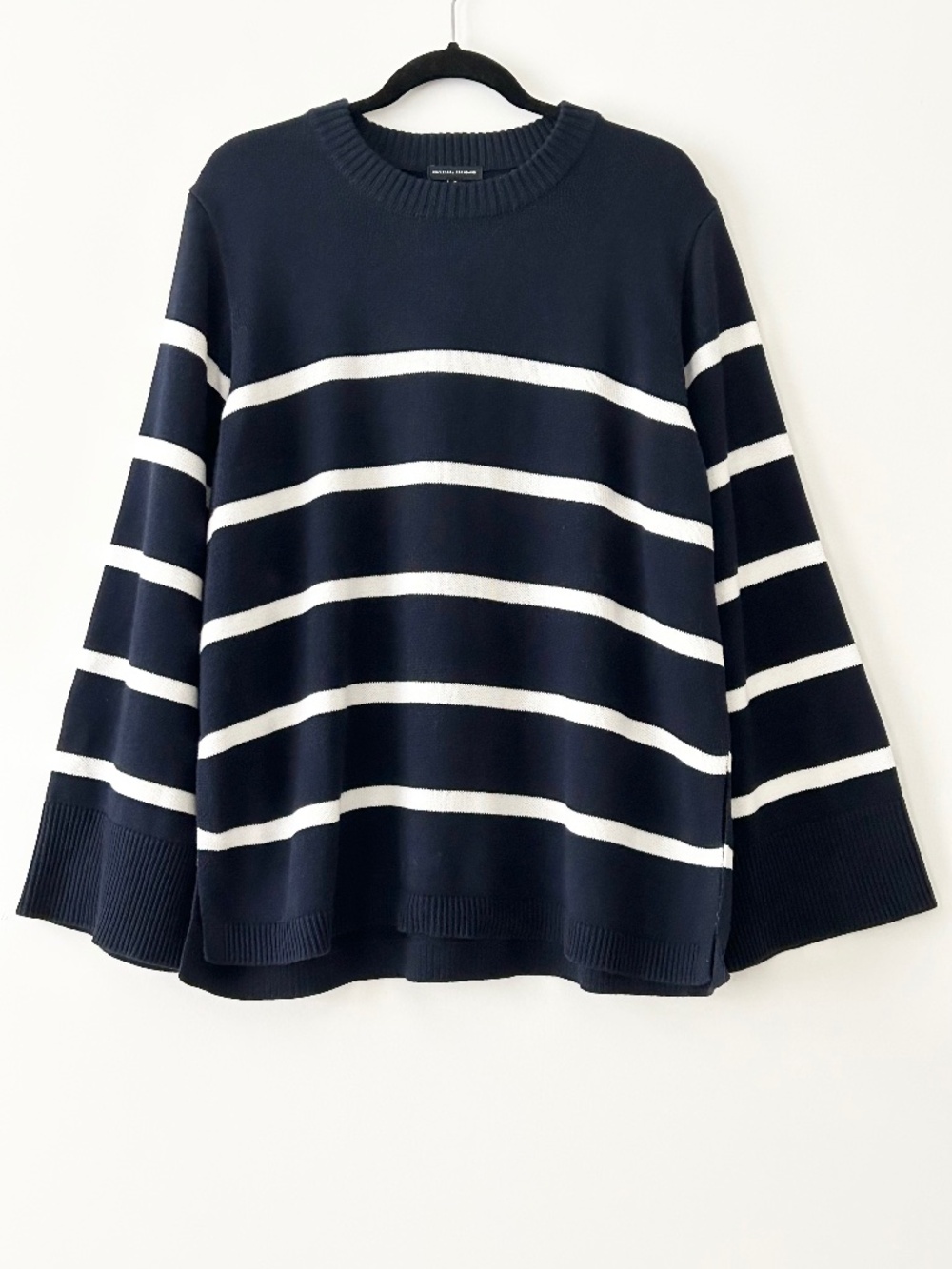 Universal Standard 100% Cotton Bardot Striped Wide Sleeve Crewneck Sweater